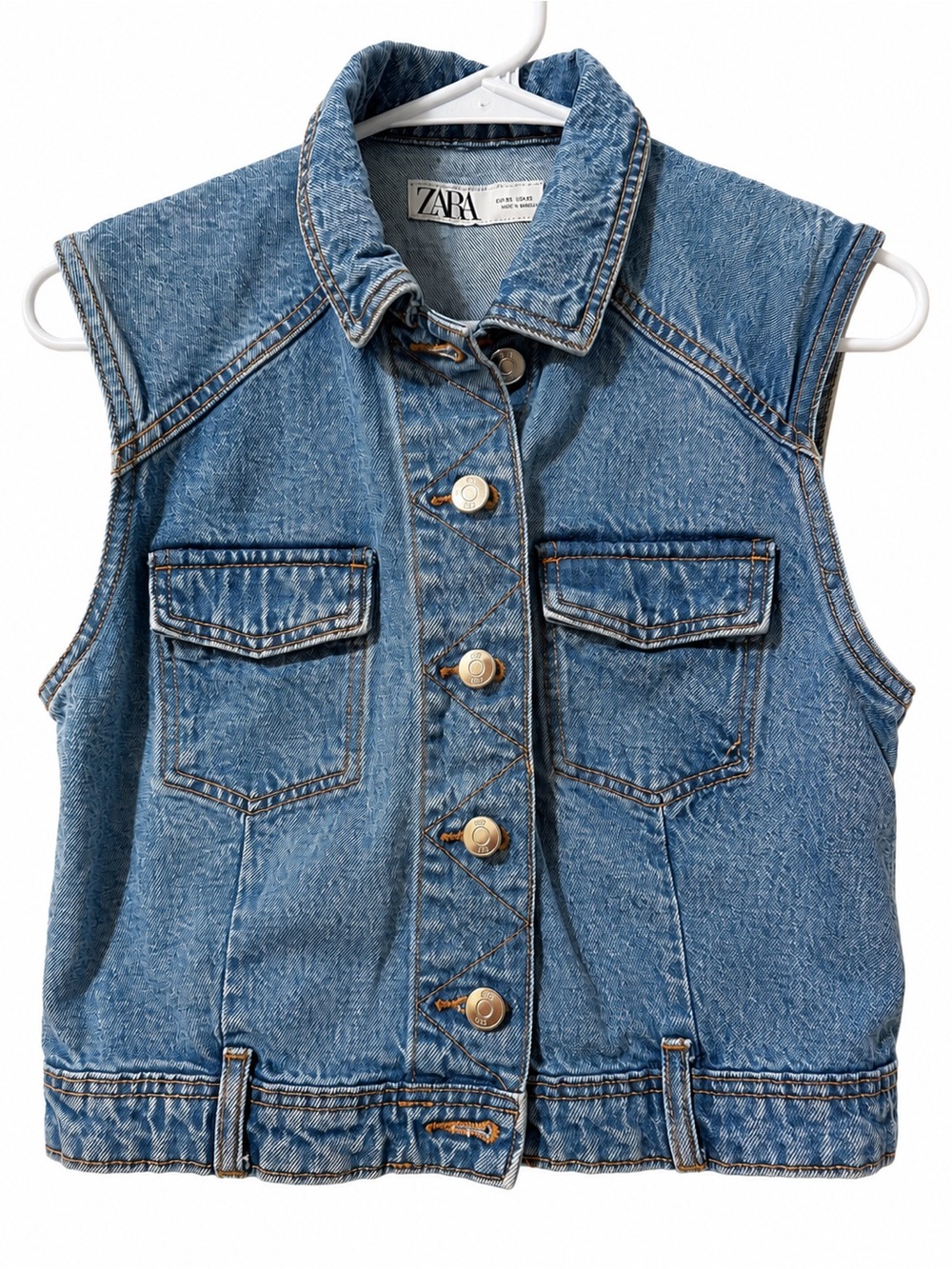 Zara Denim Sleeveless Vest XS Light Wash Jean Jacket Y2K Pinterest Style